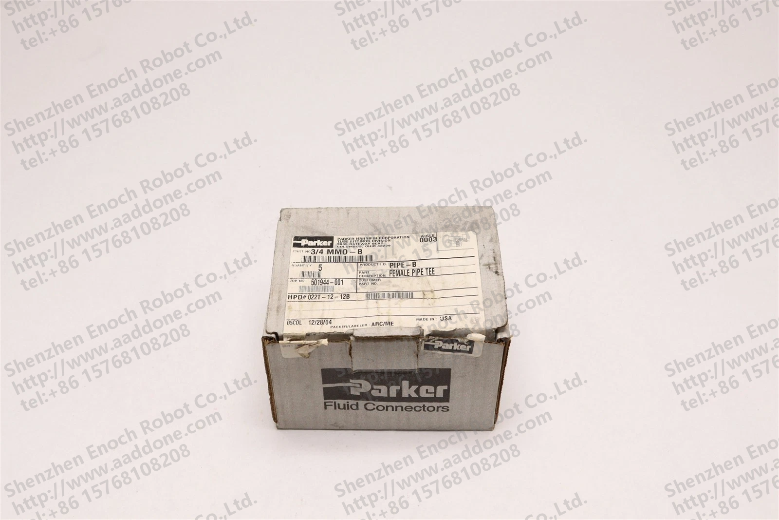 PARKER BRASS 女性烟斗 TEE 34 英寸 NPT(5 件装)022T-12-12B 34MMO-B