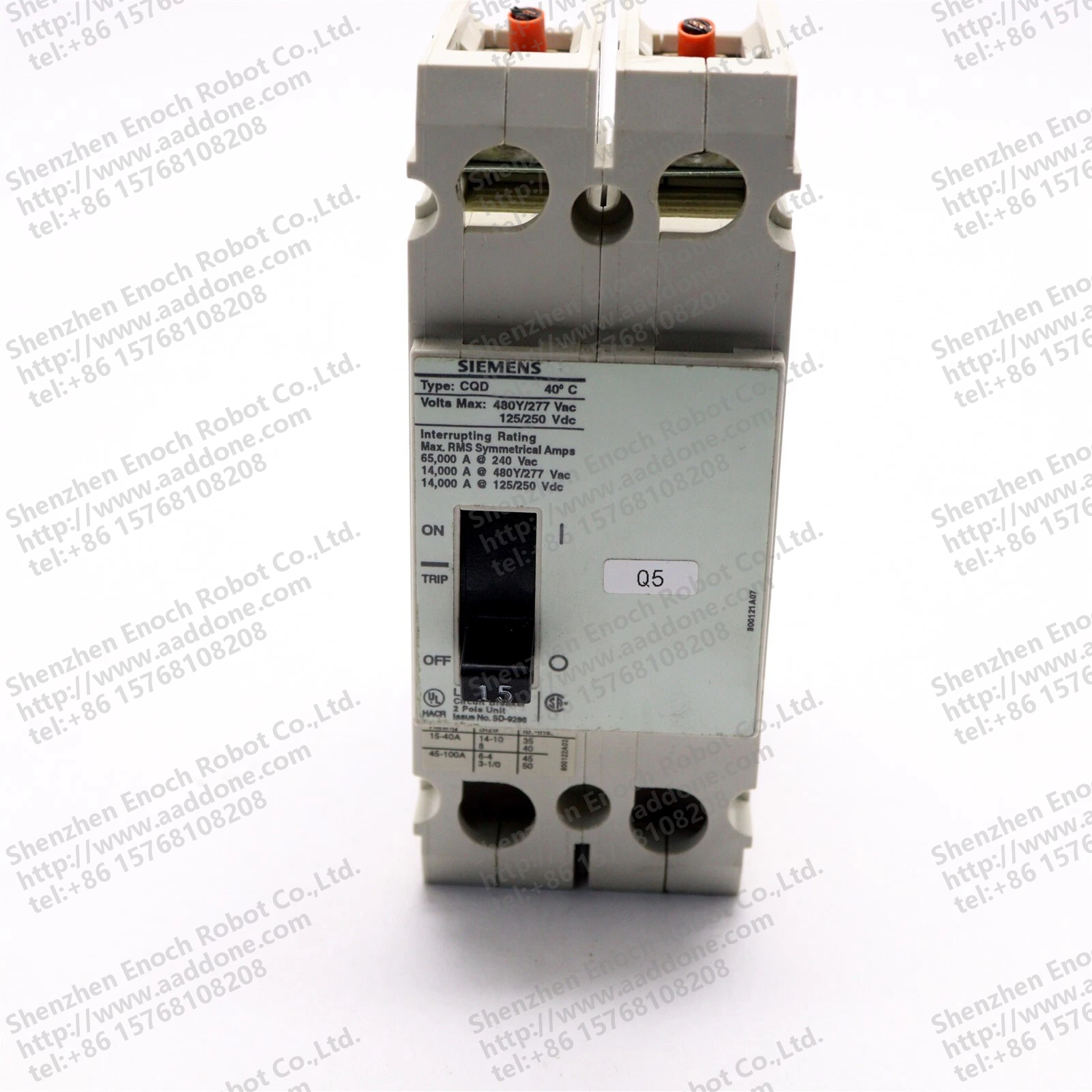 SIEMENS 2 POLE 15 AMP CIRCUIT BREAKER 480Y277V CQD CQD215