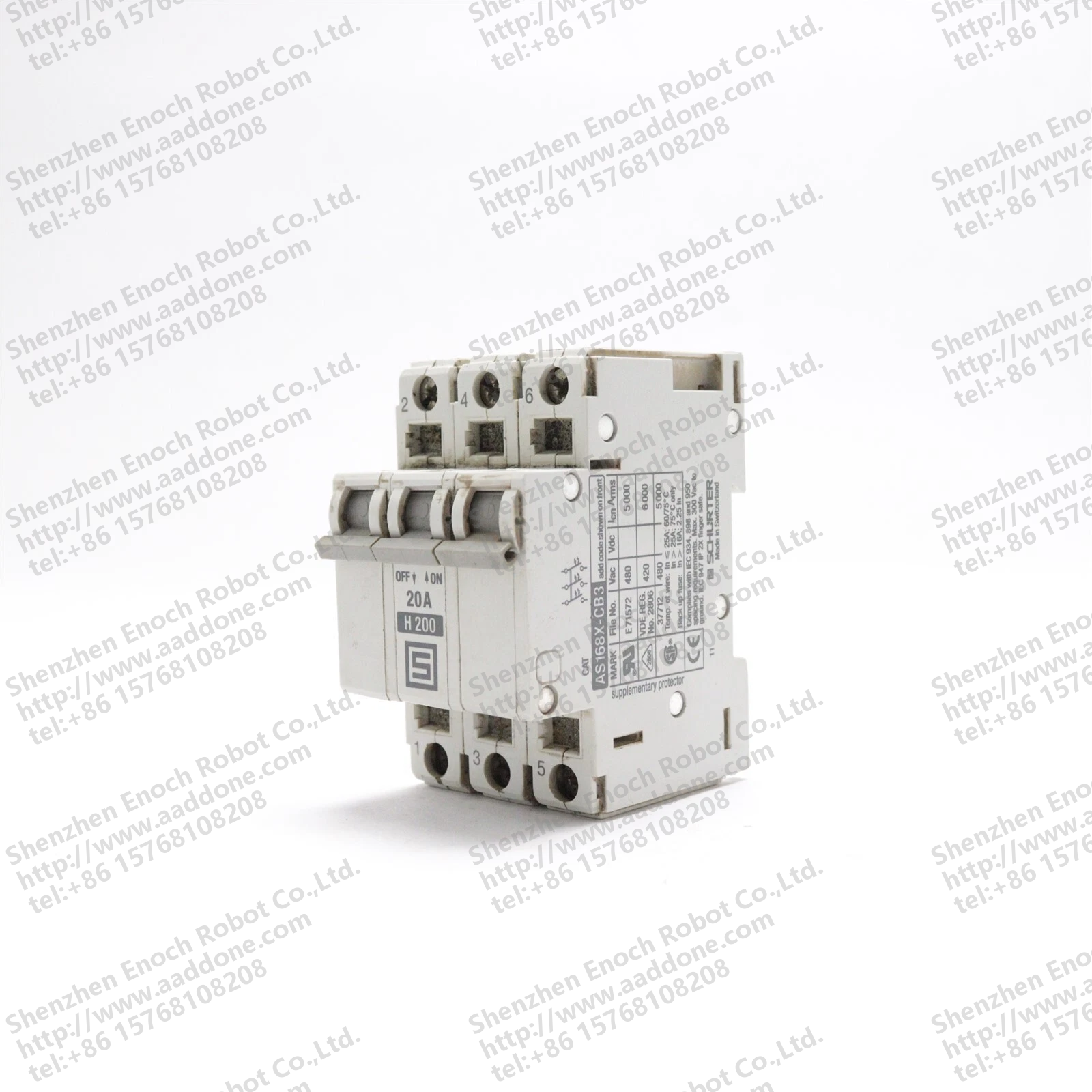 SCHURTER 3 POLE 20 AMP CIRCUIT BREAKER H 200 AS168X-CB3