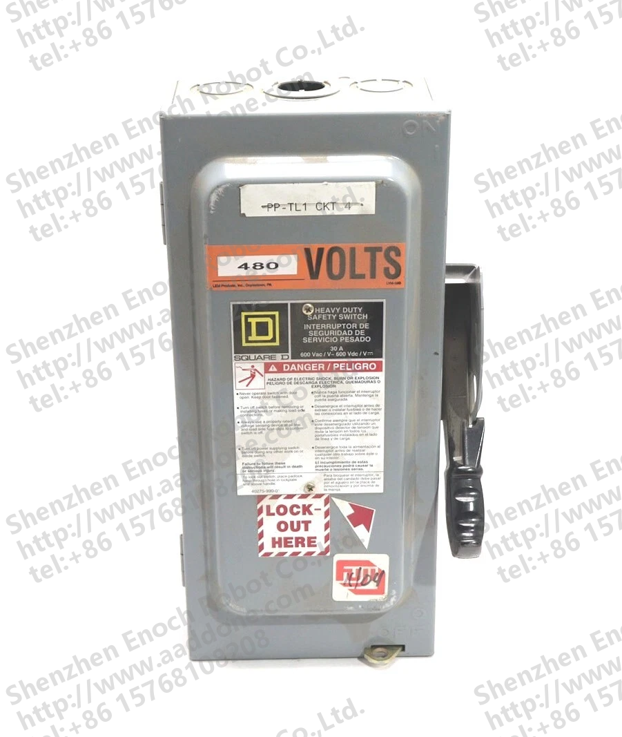 SQUARE D FUSIBLE HEAVY DUTY SAFETY SWITCH 30 AMP 600 VAC CAT HU361